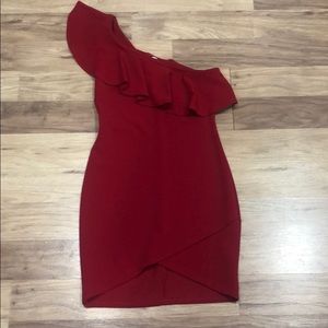 red off the shoulder dress